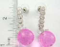 Fashion rhodium studs earring motif 5 round clear cz holding a large pinky ball at the bottom