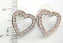 Rhodium studs earring embedded mini clear cz forming in heart love frame design 
