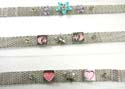 Web-like wide band fashion charm bracelet with assorted colorful flower and heart love pattern