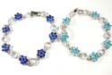 Fashion cz bracelet motif flower pattern connected with heart love frame design
