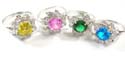 Fashion cz ring with mini rectangular cz in clock-wise direction and assorted color round cz inlaid