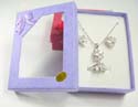 Fashion jewelry set matched with ring, embedded 5 leaf shape cz forming in a pattern and assorted color design with jewelry box included