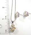 Fashion clear cz necklace and studs earring set motif thunder pattern, matched a ring