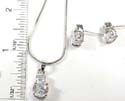 Fashion jewelry set embedded clear rectangular cz holding a round clear cz design, matched a pair of studs earring and ring