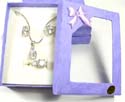 Fashion jewelry set embedded clear rectangular cz holding a round clear cz design, matched a pair of studs earring and ring