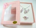 Fashion jewelry set matched with a ring, 8 rectangular pinky cz forming a pattern and jewelry box included