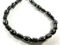 Fashion hematite necklace with looping hematite beads and olive shape beads design