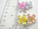 Alloy base acrylic fashion pin motif double flower pattern design in assorted color