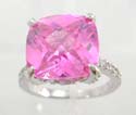 Fashion brass base ring motif cut face large pinky square and clear cz inlaid around on band