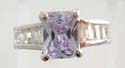 Brass base ring with lavender rectangular design and mini clear cz inlaid
