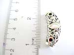 Sterling silver long cylinder with filigree pattern design embedded genius white seashell inlaid