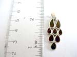 Sterling silver multi water-drop pendant with black onyx inlaid