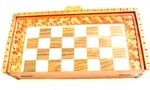 Tropical wooden rectangular chess set with carved-in flower design