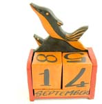 Wooden double black dolphin calender