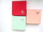Red, green or pink jewelry box with silver rose design, randomly picked by warehouse staffs