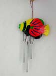 Mini wind chime with tropical fish holiding 3 metal slope at the bottom 