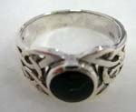 925.stamped sterling silver black onyx ring with celtic pattern on band
