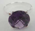925.sterling silver thin band ring with oval shape amethyst sterling design