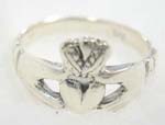  Stamped 925.sterling silver celtic ring with claddagh pattern