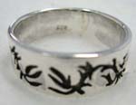 925.stamped sterling silver ring engraved curvy leafs design