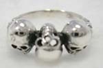925.sterling silver triple skull ring