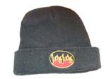Black beanie cap with fire pattern