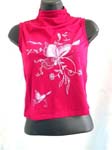 Embroidery butterfly sleeveless turtleneck lady's sweater in red, brown and white 