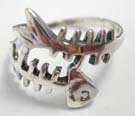 Handmade fishbone motif ring in 925. sterling silver
