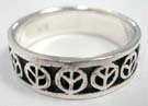 Peace motif 925. sterling silver band 