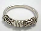 Artist designed 925. sterling silver ring with snaky rope style motif 