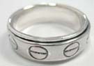 Trendy circle with line etched into solid 925. sterling silver ring 