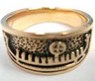 Vintage bronze ring band with crafted etched out design