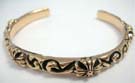 Beautifully etched in flower and vine designed bronze bracelet