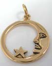 Cut-out bronze pendant in quarter moon design with star 