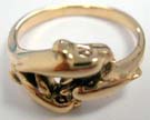 Three interwoven dolphins decorated quality bronze ring 