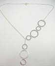 Sexy evening necklace with large and small hoops made from 925. sterling silver