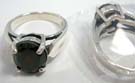 Large Onyx style gemstone set in clasps of vintage 925. sterling silver ring