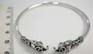 African elephant on each clasp of decorative 925. sterling silver bangle bracelet