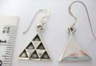 Solid 925. sterling silver marcasite triangle shaped earrings with small geometric shapes inside
