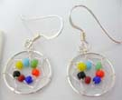 Dream catcher designed 925. sterling silver earrings with colored bead decor