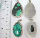 Turquoise colored gemstone set in abstract designed 925. sterling silver pendant