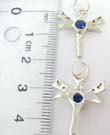 Sapphire colored crystal in body of 925. sterling silver, dragonfly charm