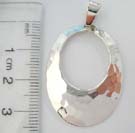 Hollowed out circular designed, 925. sterling silver pendant in hammered style design
