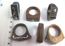 Charming wood crafted rings with 925. sterling silver decor. Comes in an assortment 