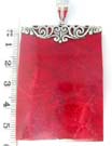 Intricate vine designed 925. sterling silver mounting holding square shaped ruby red gemstone pendant