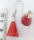 Geometric, triangle shaped, ruby red gemstone earrings with 925. sterling silver casing