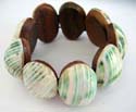 Coconut wood bali fashion green line genius seashell bracelet 