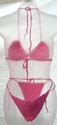 Nautical sequined sparkle bead pinky bikini bra top in an easy to fit string tie top and bottom