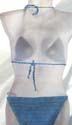 Sky blue triangle bikini bra top with molded cups. Tie on neck and in back
