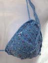 Sky blue triangle bikini bra top with molded cups. Tie on neck and in back